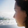 Cropped Profile of Woman Gazing at Ocean