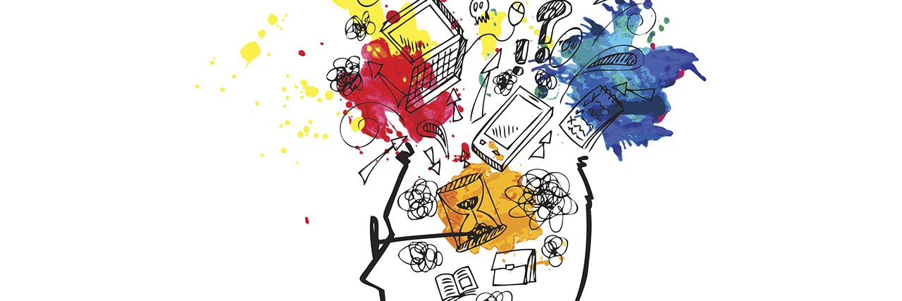 What It's Really Like to Have an Anxiety Disorder colorful images coming out of a head