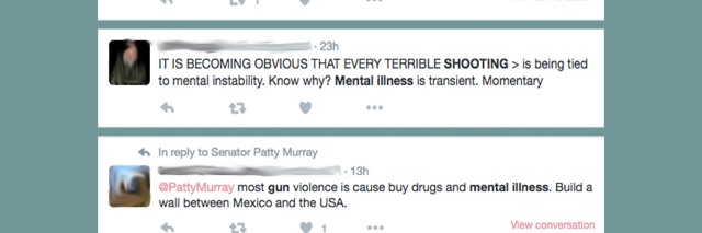 Tweets about mental illness and gun violence