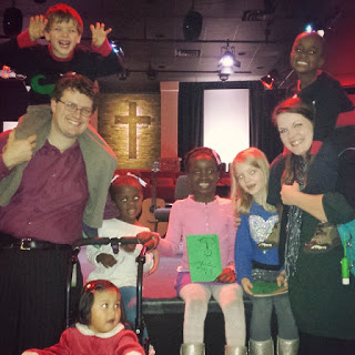 The author and her family at church.