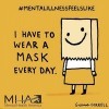 image shows a girl wearing a paper bag on her head with a drawn smile. Text reads: I have to wear a mask every day.