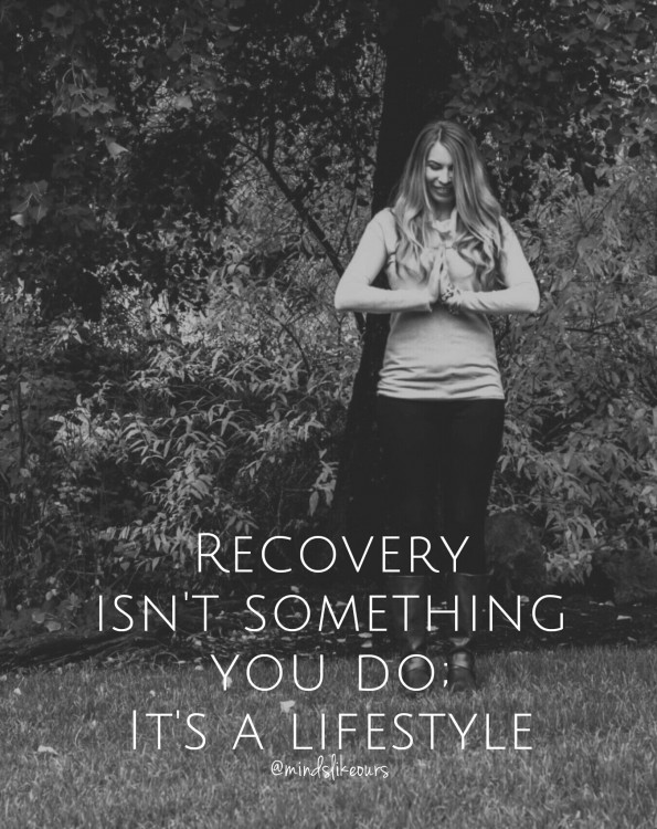 a author standing, with the text: Recovery isn't something you do, it's a lifestyle