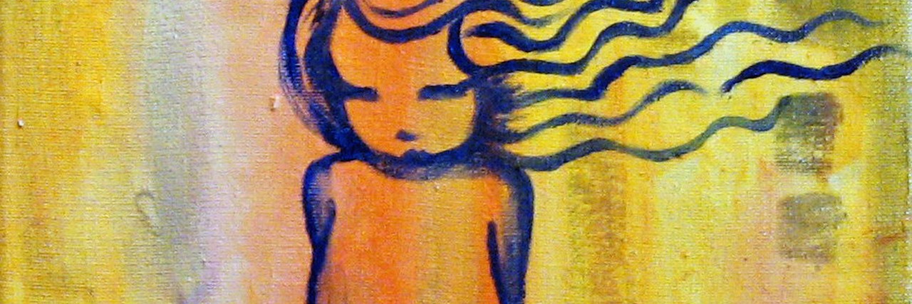When a Medical Treatment Triggered Memories of My Childhood Trauma Abstract painting of a little girl on yellow background