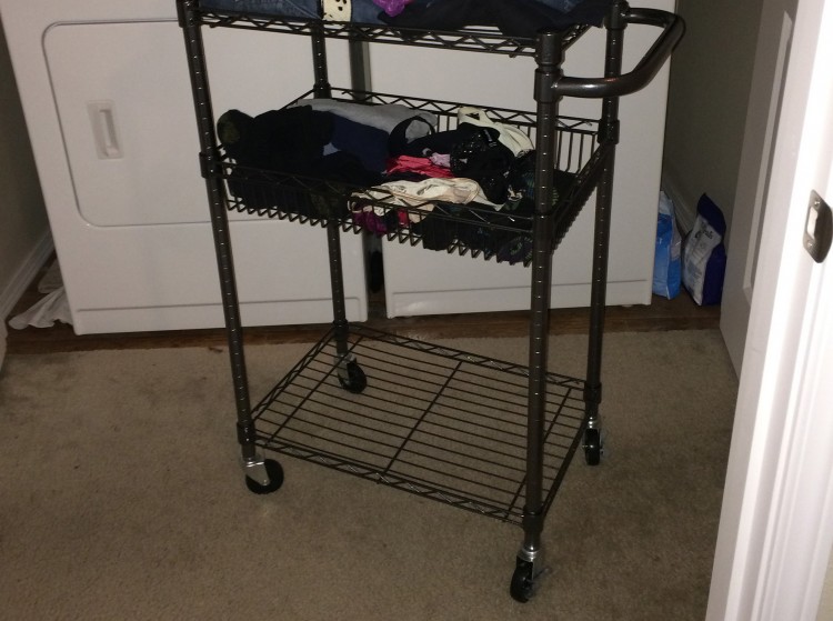Caroline's rolling laundry cart.
