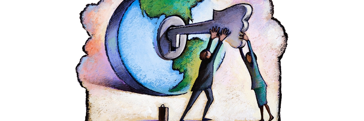 Why We Should Speak Up About Mental Illness Two people unlocking a huge lock.