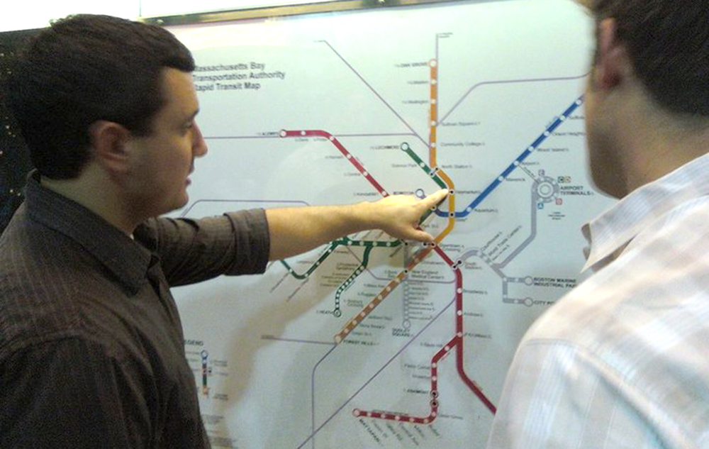 author's brother in a photo with his friend on the subway