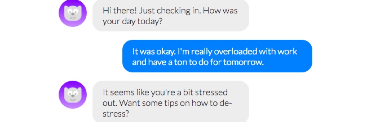 Facebook Messenger Chatbot, Joy, Wants to Help Improve Mental Health Screenshot of chat with Joy