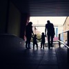 Young family walking together