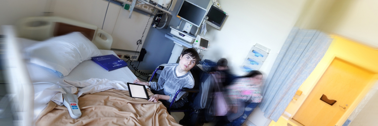 What to Remember as a Patient in the Undiagnosed Diseases Program Lauren's son in the hospital room at the NIH.