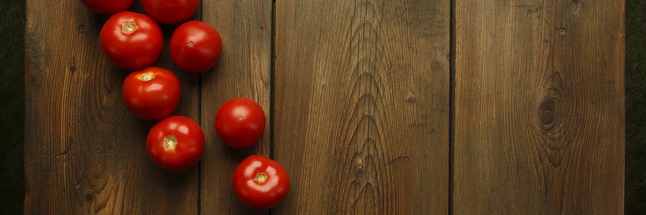 tomatoes on a picnic table