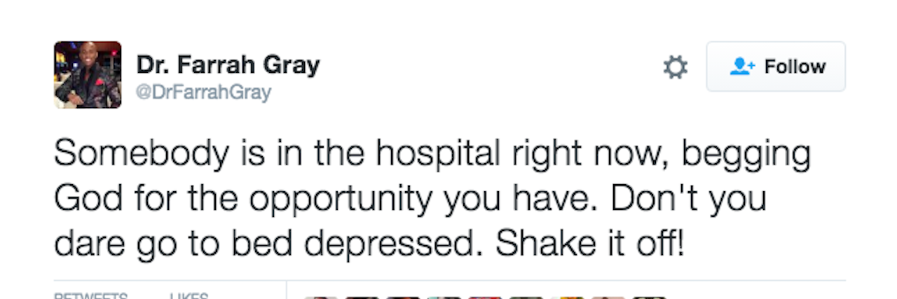 Response to Farrah Gray's Tweet to 'Shake Off' Depression