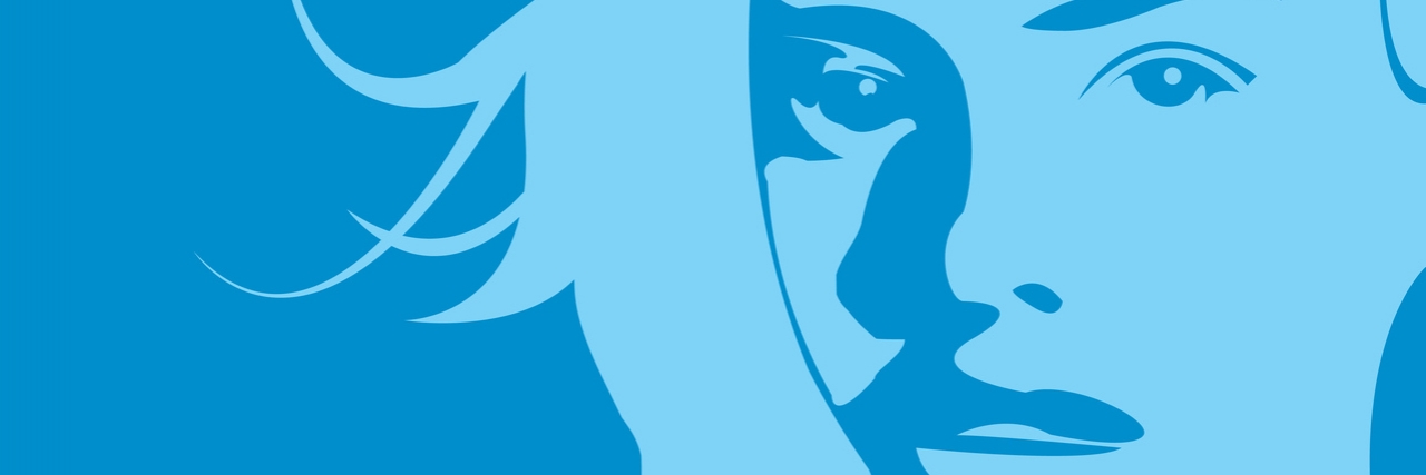 A blue portrait of a woman