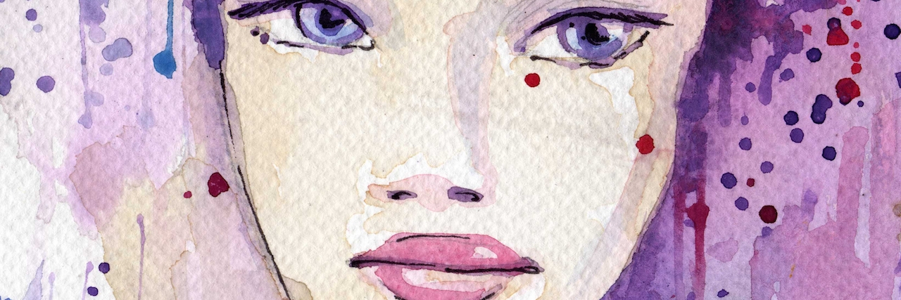 Depression: When People Say You Need to Choose to be Happy watercolor portrait of a woman.