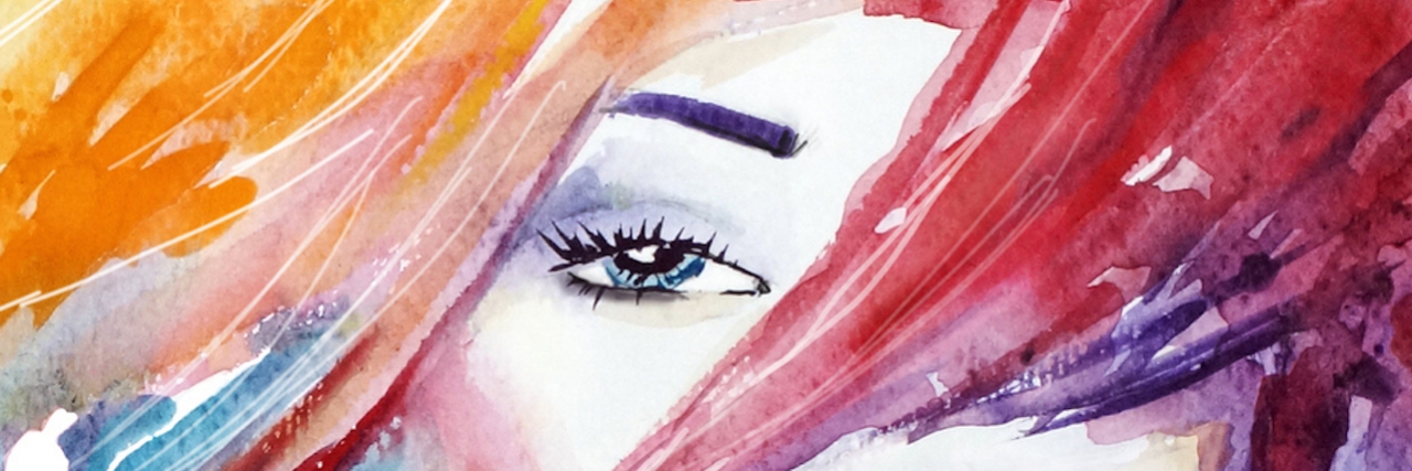 What Loved Ones Should Understand About Someone With Bipolar Disorder Close-up of a rainbow watercolor illustration of a woman