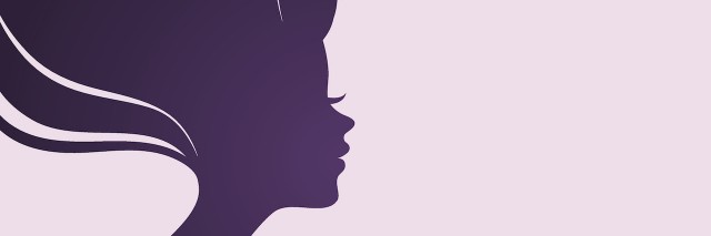 drawing of a purple figure of a woman with big hair