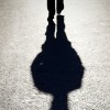 The shadow of a man walking