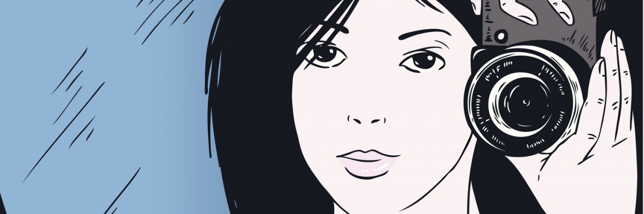 My Experience Realizing I Had Anxiety Illustration of woman taking a photograph of herself in the mirror