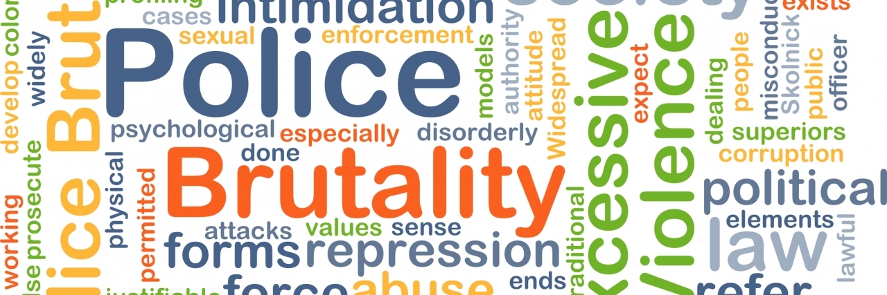 Police Brutality and Disability Wordcloud illustration of police brutality.