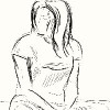 Sketch of sitting woman