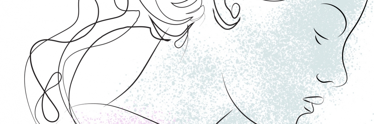 What Not to Say to a Mom With Depression A drawing of the profile of a woman with her eyes closed