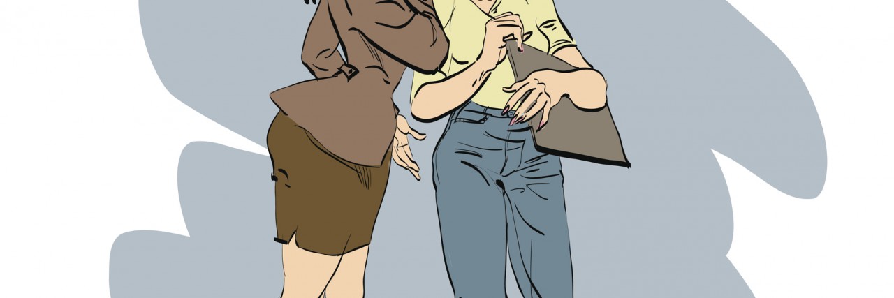 drawing of two women gossiping