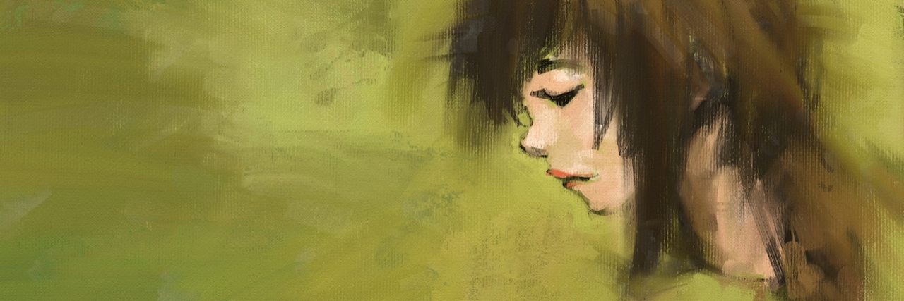 What You Should Know About Someone With 'High-Functioning' Anxiety Acrylic painting of woman against a green background