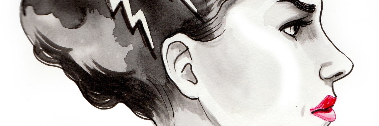 Feeling Bitter About My Crohn's Disease Ink sketch of a young angry woman