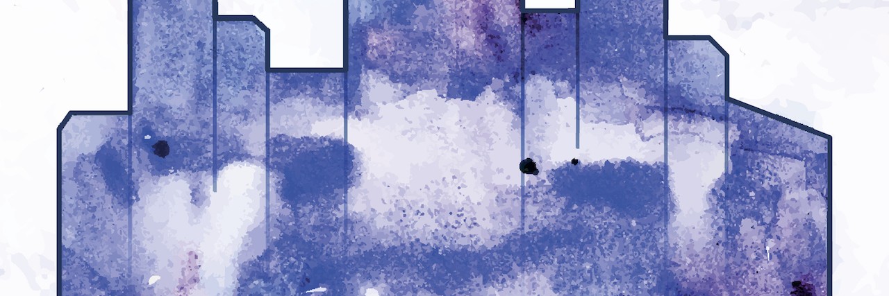 When the Hospital Becomes Home in the Battle Against Suicide watercolor of a skyline