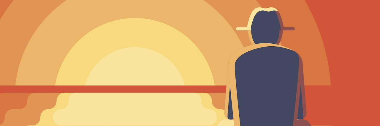 Describing How Depression Feels for People Who Don't Understand a drawing of a man looking at a sunset