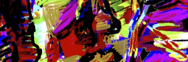 a colorful abstract painting of a woman's face