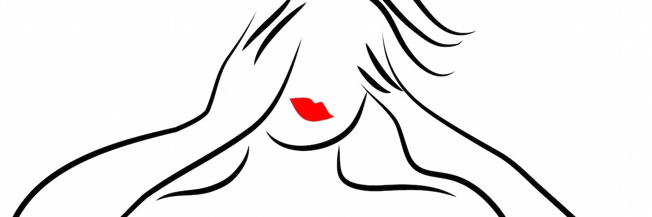 Logic Doesn't Help Anxiety and Depression outline of a woman with red lipstick