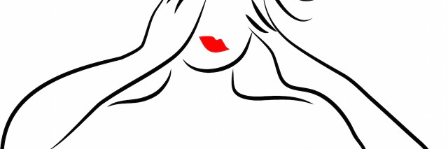 outline of a woman with red lipstick