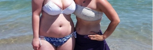 melissa and her friend at the beach in massachusetts