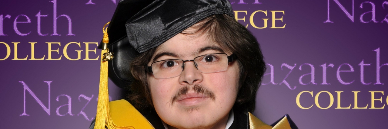 Advocating for Treatment for Duchenne Muscular Dystrophy Jonathan graduating from college with his degree in hand