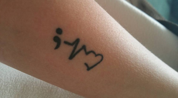 semicolon and a heart