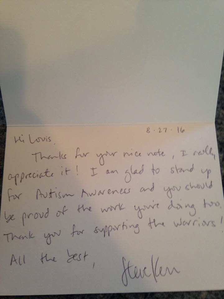 Handwritten note from Golden State Warriors Coach Steve Kerr