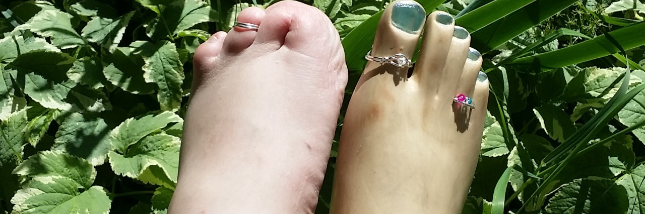 Brittany Moore enjoying the grass barefoot.