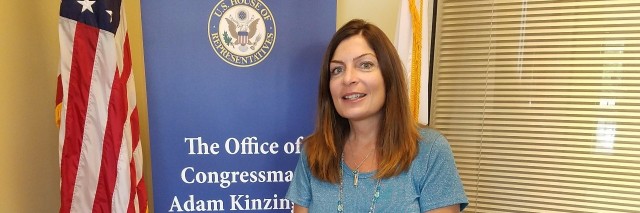 Sharon in front of her congressman's office