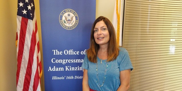 Sharon in front of her congressman's office
