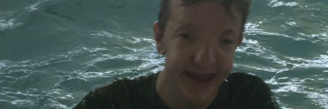 Lisa Brown's son in the pool.