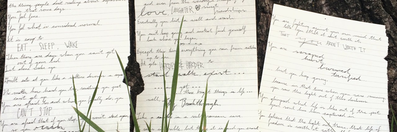 What Depression Feels Like: A Poem handwritten depression poem