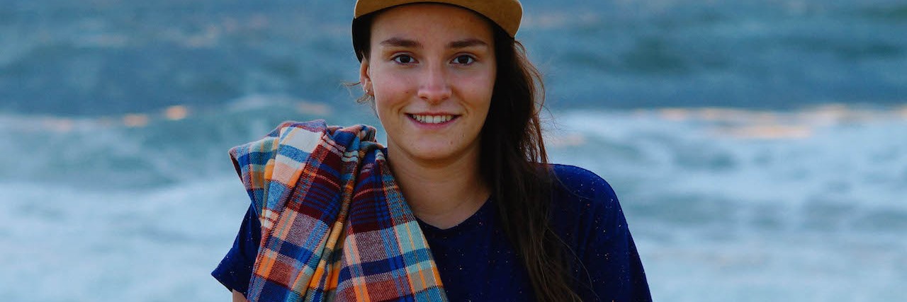 the author at the beach