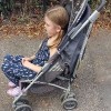 Rachel's daughter in a stroller