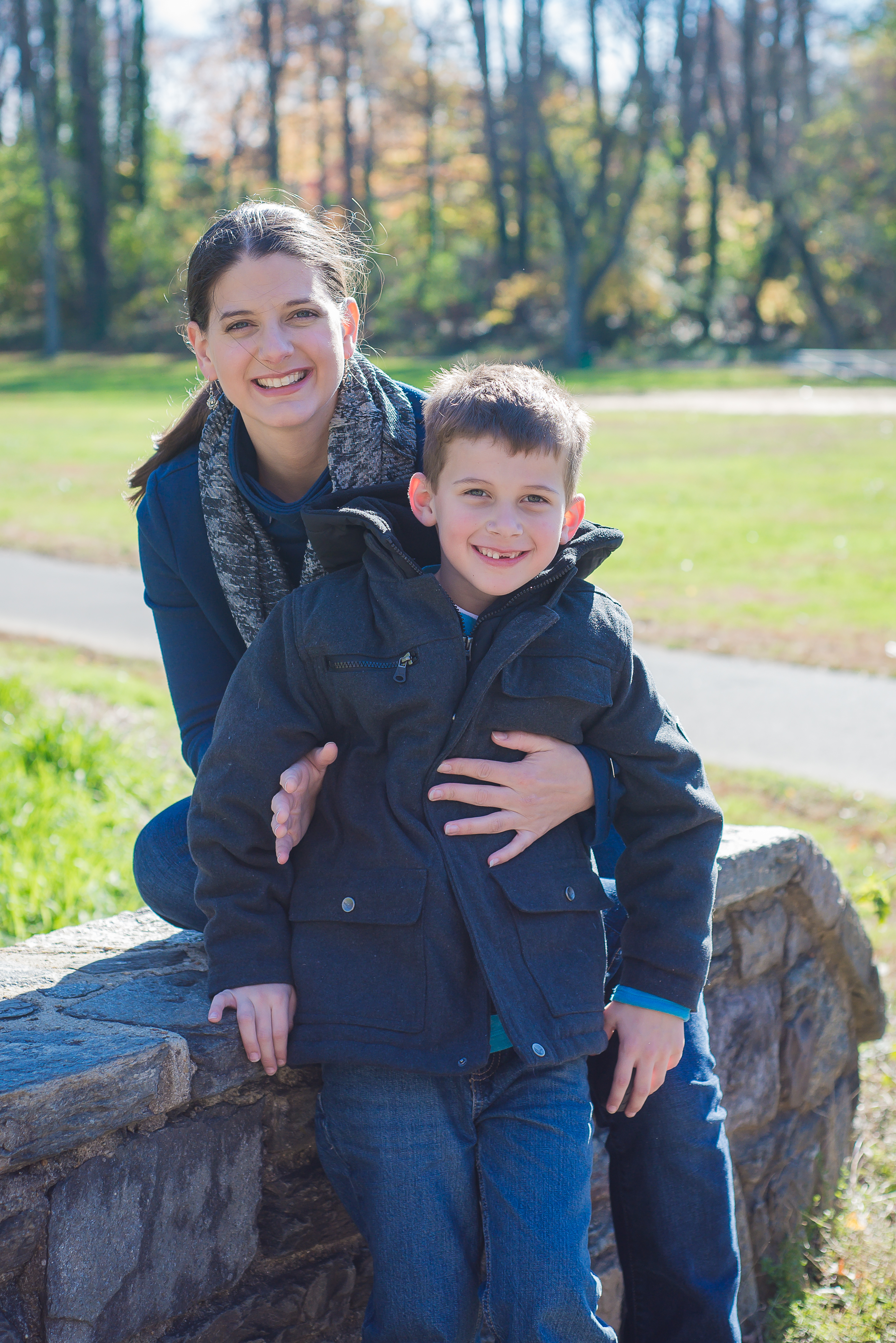 mom and son smiling