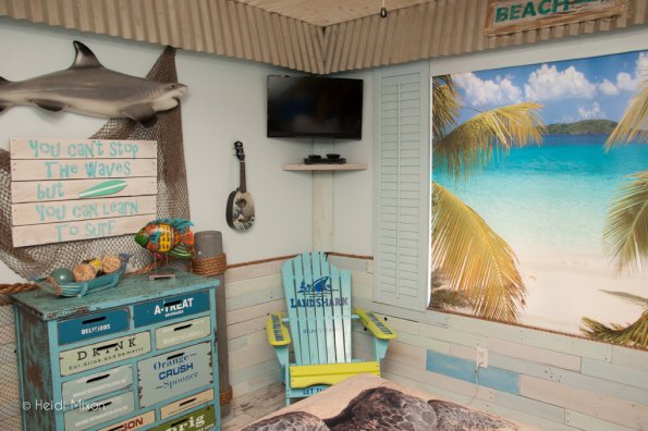 A beach-themed room completed by Room For Joy for Dylan, age 14.