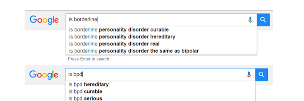 Google results for borderline personality disorder