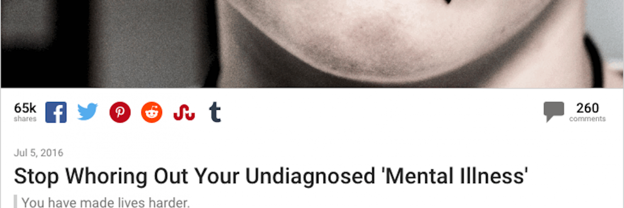 A Response to 'Stop Whoring Out Your Undiagnosed Mental Illness' odyssey article about whoring out mental illness