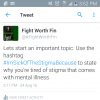 A screenshot of a tweet with a hashtag on it