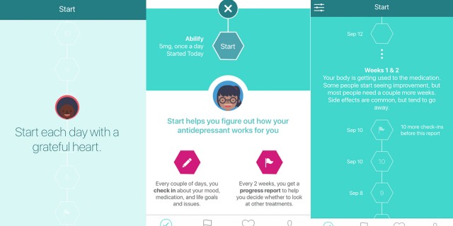 Screenshots of the Start App
