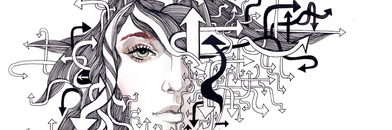 When Depression Controls You abstract face with arrows